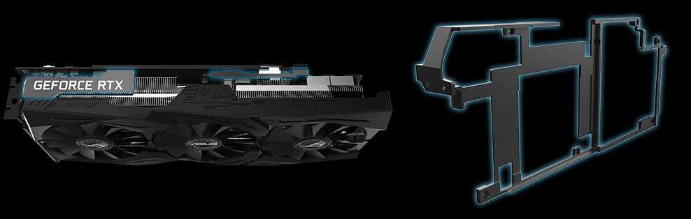 the reinforced frame of the graphics card